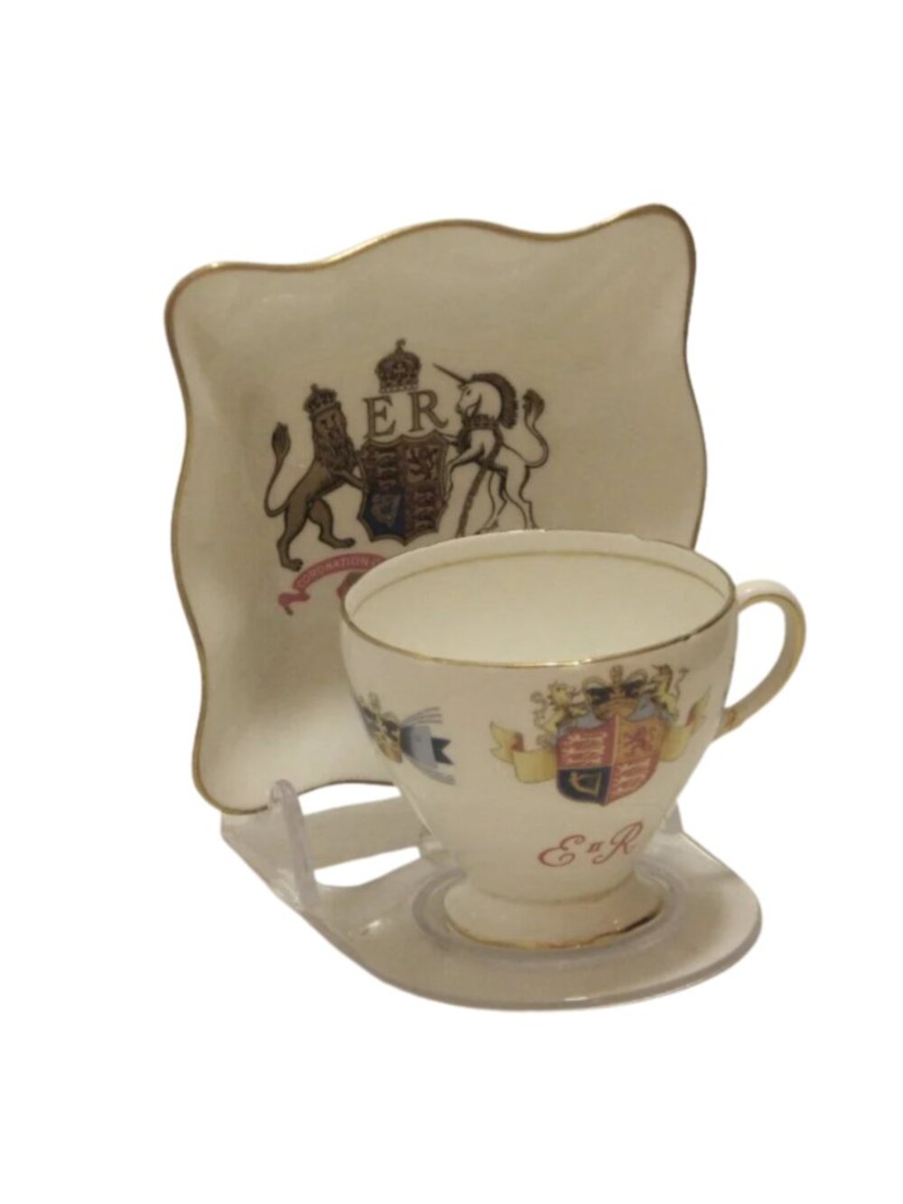 Foley Sweet Dish to Commemorate the Coronation of Queen Elizabeth II & Bonus Cup